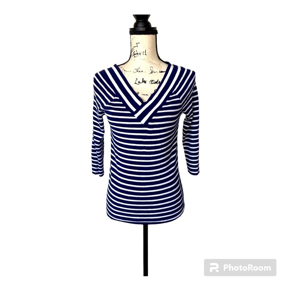 Striped V-Neck Knit Top